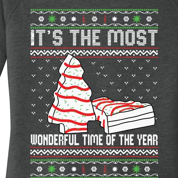 Its The Most Wonderful Time Of The Year Christmas Tree Cake Women's Perfect Tri Tunic Long Sleeve Shirt