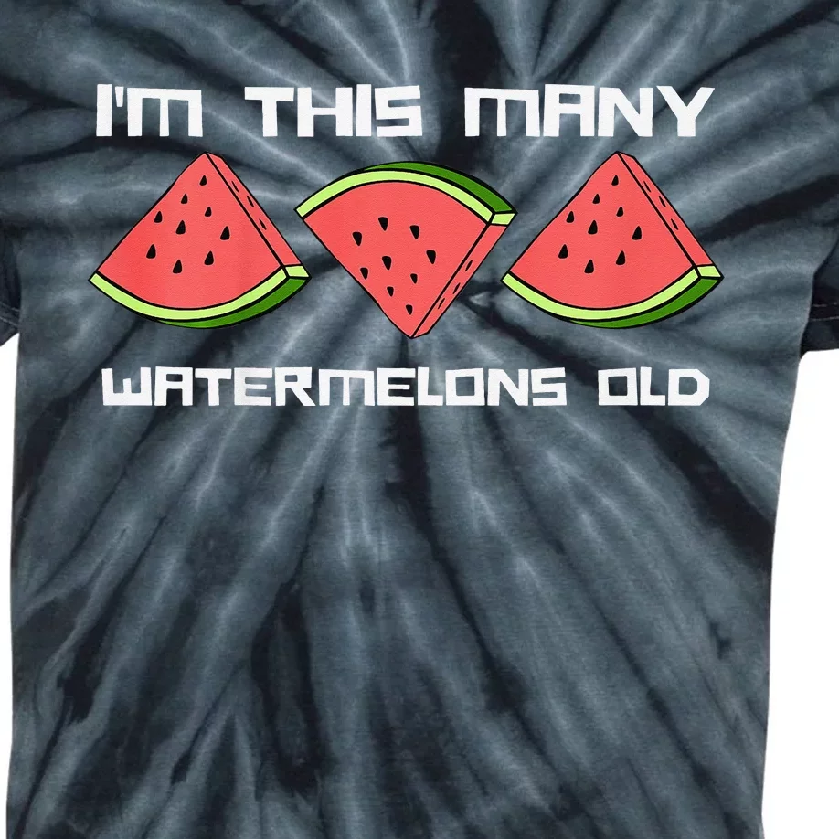 I'm This Many Watermelons Old 3rd Birthday 3 Years Old Kids Tie-Dye T-Shirt