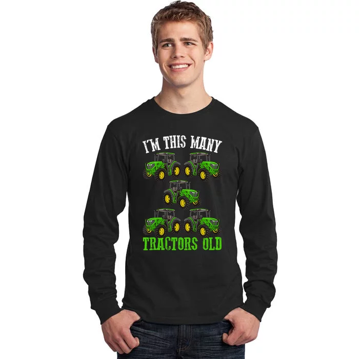 IM This Many Tractors Old 5th Birthday 5 Years Old Boy Tall Long Sleeve T-Shirt