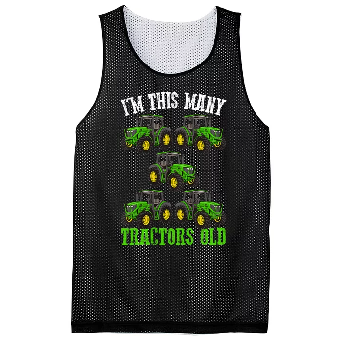 IM This Many Tractors Old 5th Birthday 5 Years Old Boy Mesh Reversible Basketball Jersey Tank