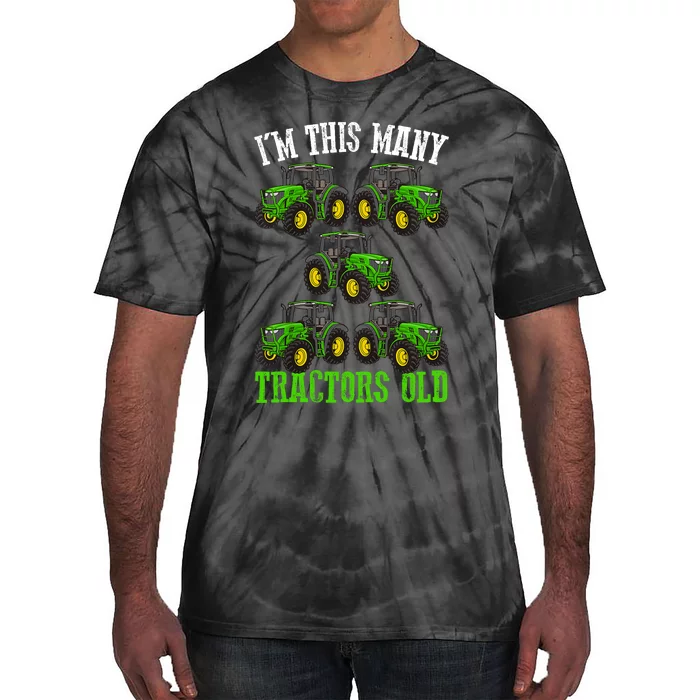 IM This Many Tractors Old 5th Birthday 5 Years Old Boy Tie-Dye T-Shirt