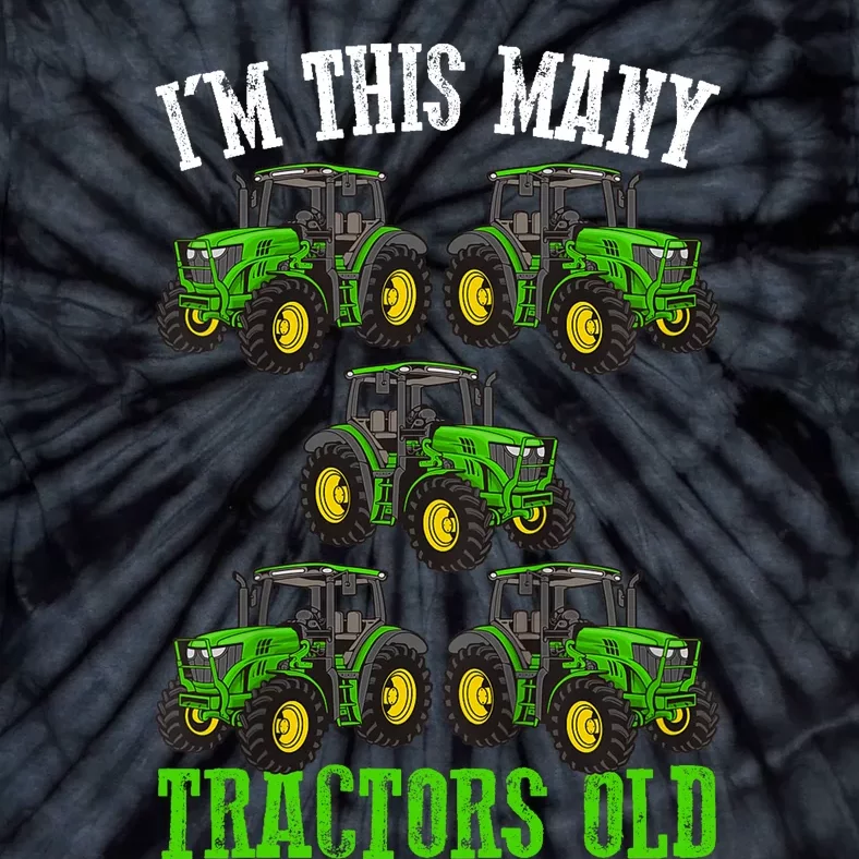 IM This Many Tractors Old 5th Birthday 5 Years Old Boy Tie-Dye T-Shirt