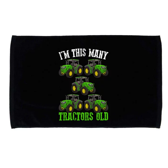 IM This Many Tractors Old 5th Birthday 5 Years Old Boy Microfiber Hand Towel