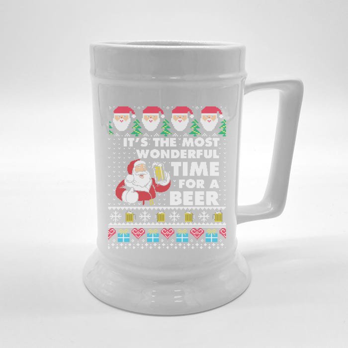 Its The Most Wonderful Beer Time Christmas Ugly Sweater Great Gift Front & Back Beer Stein