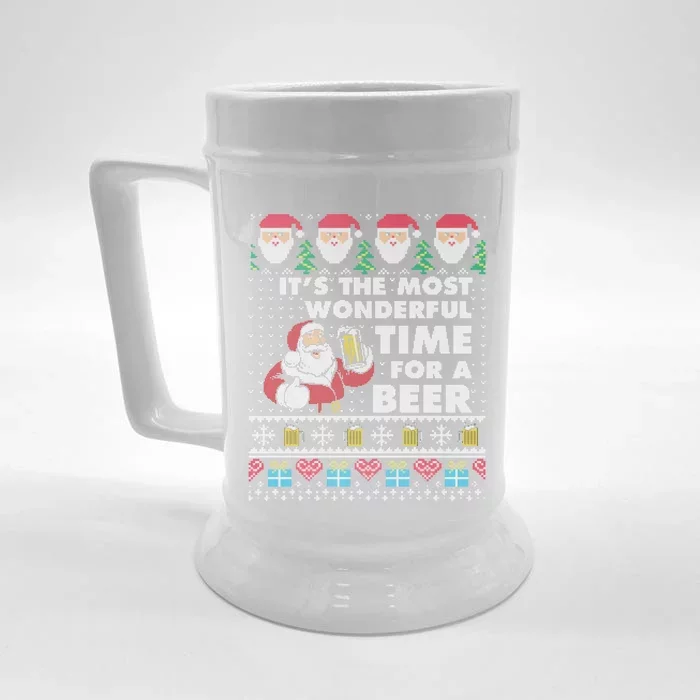 Its The Most Wonderful Beer Time Christmas Ugly Sweater Great Gift Front & Back Beer Stein