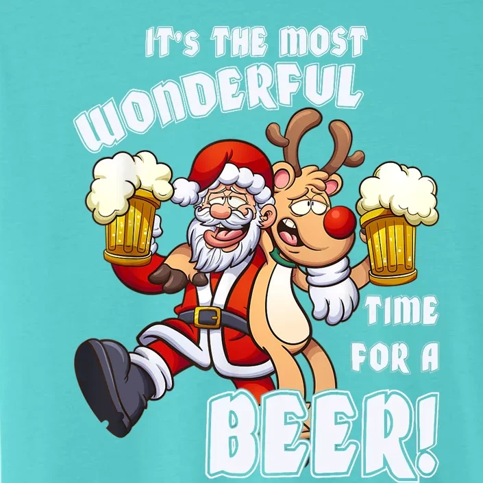 ItS The Most Wonderful Time For A Beer Santa Funny Xmas ChromaSoft Performance T-Shirt