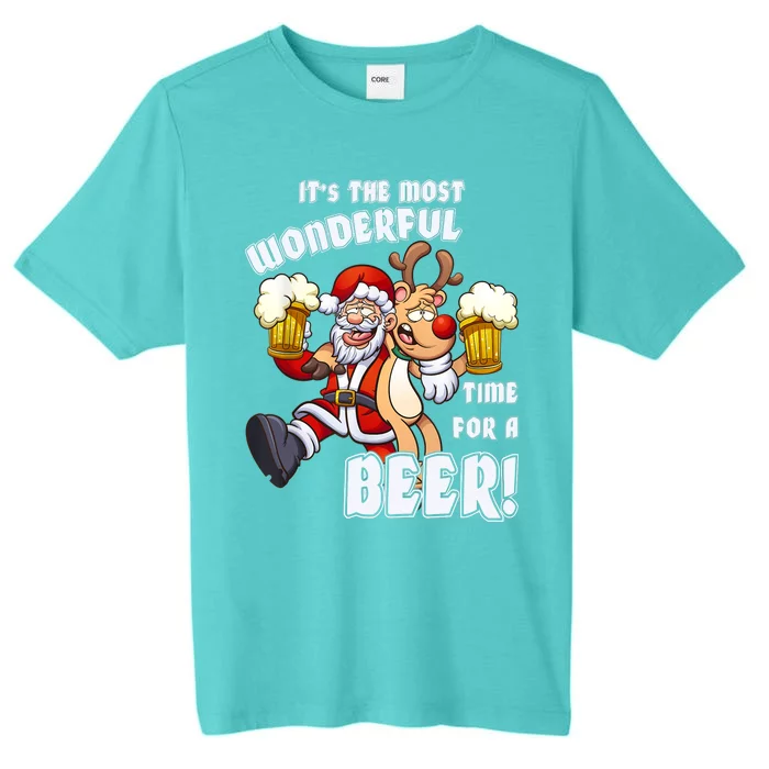 ItS The Most Wonderful Time For A Beer Santa Funny Xmas ChromaSoft Performance T-Shirt