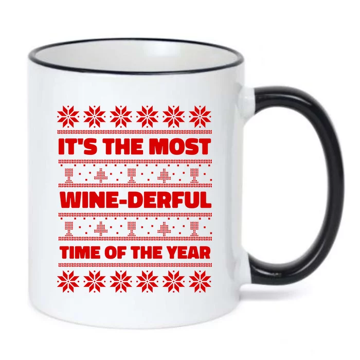 It's The Most WineDerful Time Of The Year Fun Ugly Christmas Black Color Changing Mug