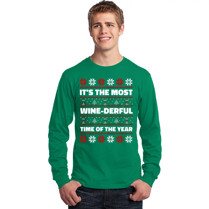 It's The Most WineDerful Time Of The Year Fun Ugly Christmas Long Sleeve Shirt