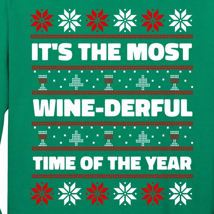 It's The Most WineDerful Time Of The Year Fun Ugly Christmas Long Sleeve Shirt