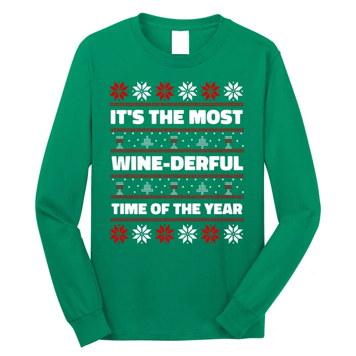 It's The Most WineDerful Time Of The Year Fun Ugly Christmas Long Sleeve Shirt