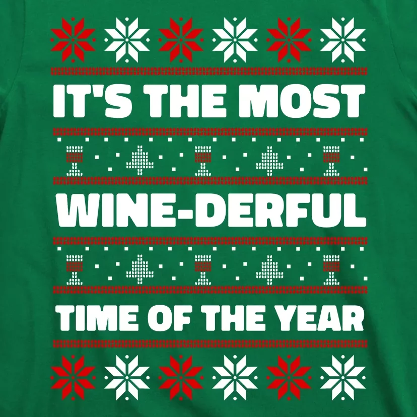 It's The Most WineDerful Time Of The Year Fun Ugly Christmas T-Shirt