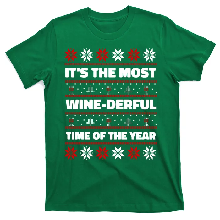 It's The Most WineDerful Time Of The Year Fun Ugly Christmas T-Shirt