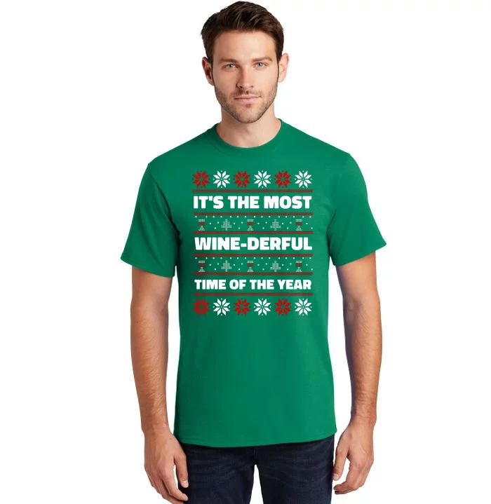 It's The Most WineDerful Time Of The Year Fun Ugly Christmas Tall T-Shirt