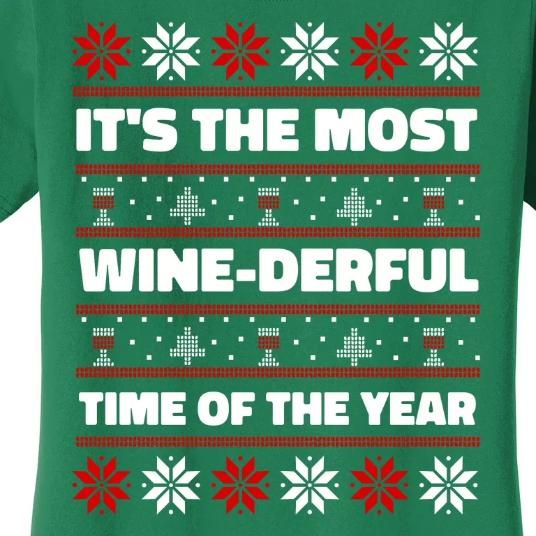 It's The Most WineDerful Time Of The Year Fun Ugly Christmas Women's T-Shirt