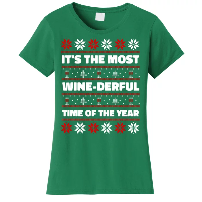 It's The Most WineDerful Time Of The Year Fun Ugly Christmas Women's T-Shirt