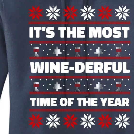 It's The Most WineDerful Time Of The Year Fun Ugly Christmas Women's Pullover Hoodie