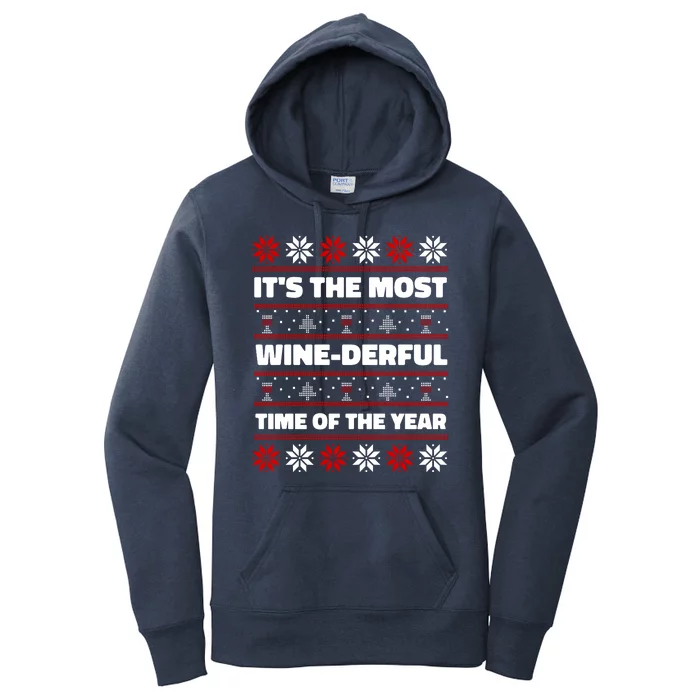 It's The Most WineDerful Time Of The Year Fun Ugly Christmas Women's Pullover Hoodie