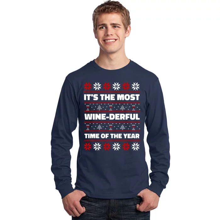 It's The Most WineDerful Time Of The Year Fun Ugly Christmas Tall Long Sleeve T-Shirt