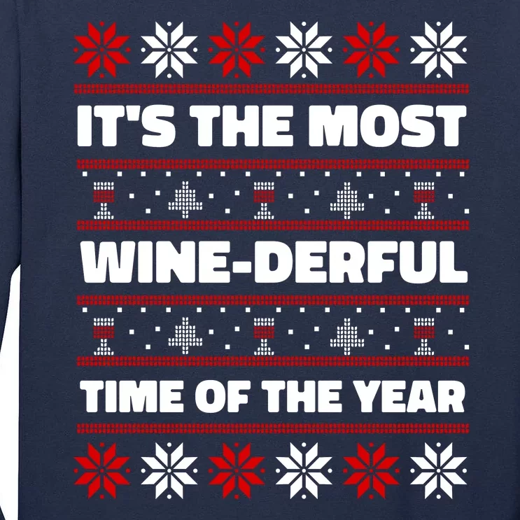 It's The Most WineDerful Time Of The Year Fun Ugly Christmas Tall Long Sleeve T-Shirt