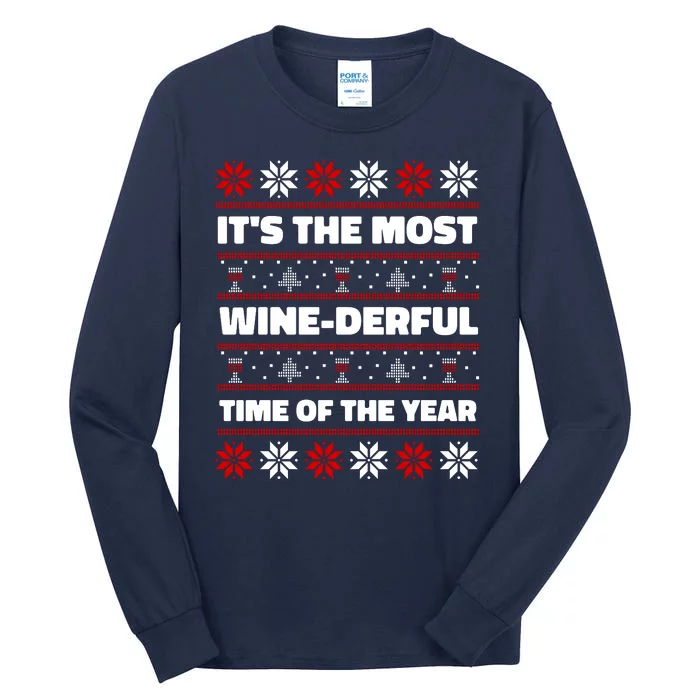 It's The Most WineDerful Time Of The Year Fun Ugly Christmas Tall Long Sleeve T-Shirt