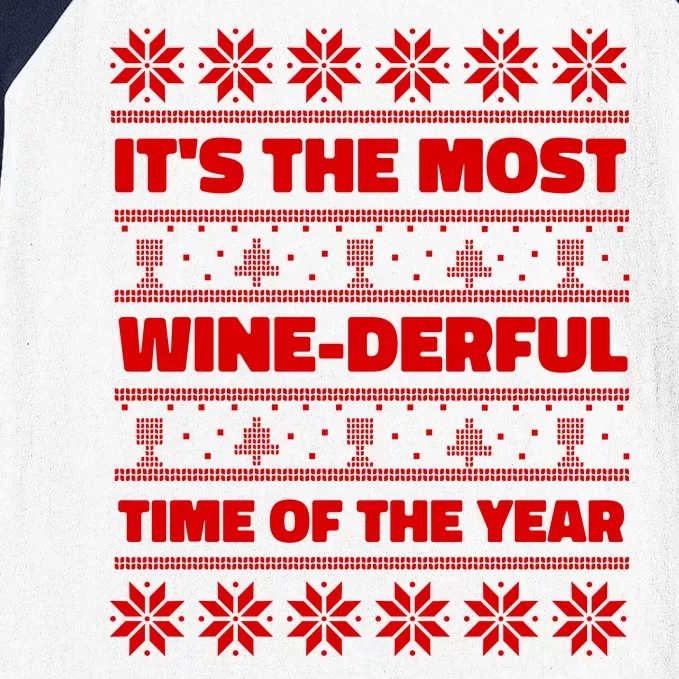 It's The Most WineDerful Time Of The Year Fun Ugly Christmas Baseball Sleeve Shirt