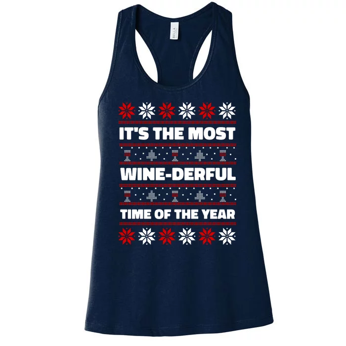 It's The Most WineDerful Time Of The Year Fun Ugly Christmas Women's Racerback Tank