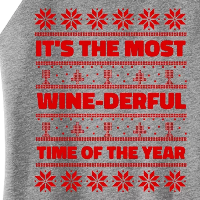 It's The Most WineDerful Time Of The Year Fun Ugly Christmas Women’s Perfect Tri Rocker Tank