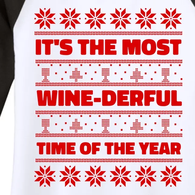 It's The Most WineDerful Time Of The Year Fun Ugly Christmas Women's Tri-Blend 3/4-Sleeve Raglan Shirt