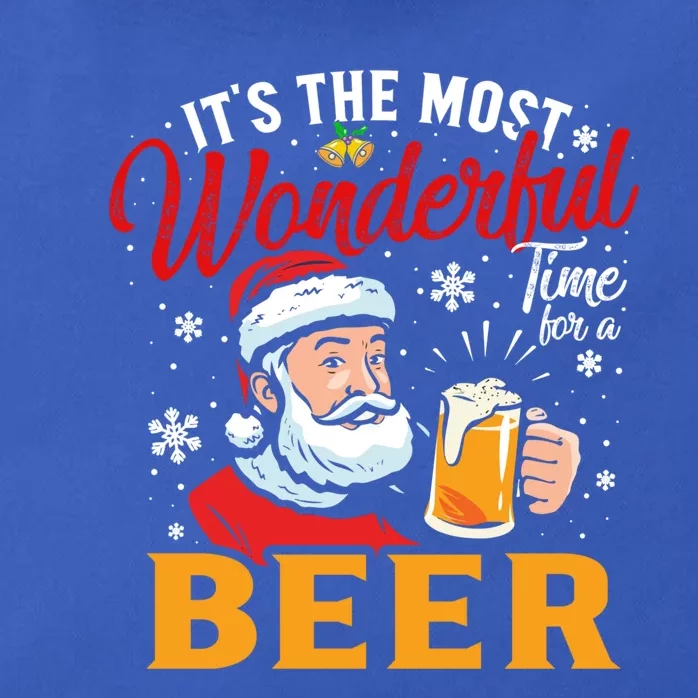 ItS The Most Wonderful Time For A Beer Santa Claus Xmas Gift Zip Tote Bag