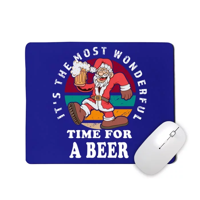 ItS The Most Wonderful Time For A Beer Vintage Santa Claus Cool Gift Mousepad