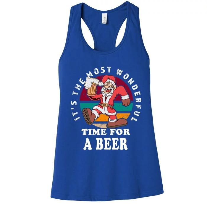 ItS The Most Wonderful Time For A Beer Vintage Santa Claus Cool Gift Women's Racerback Tank