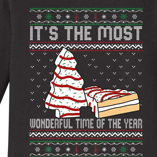 Its The Most Wonderful Time Of The Year Christmas tree cake Baby Long Sleeve Bodysuit