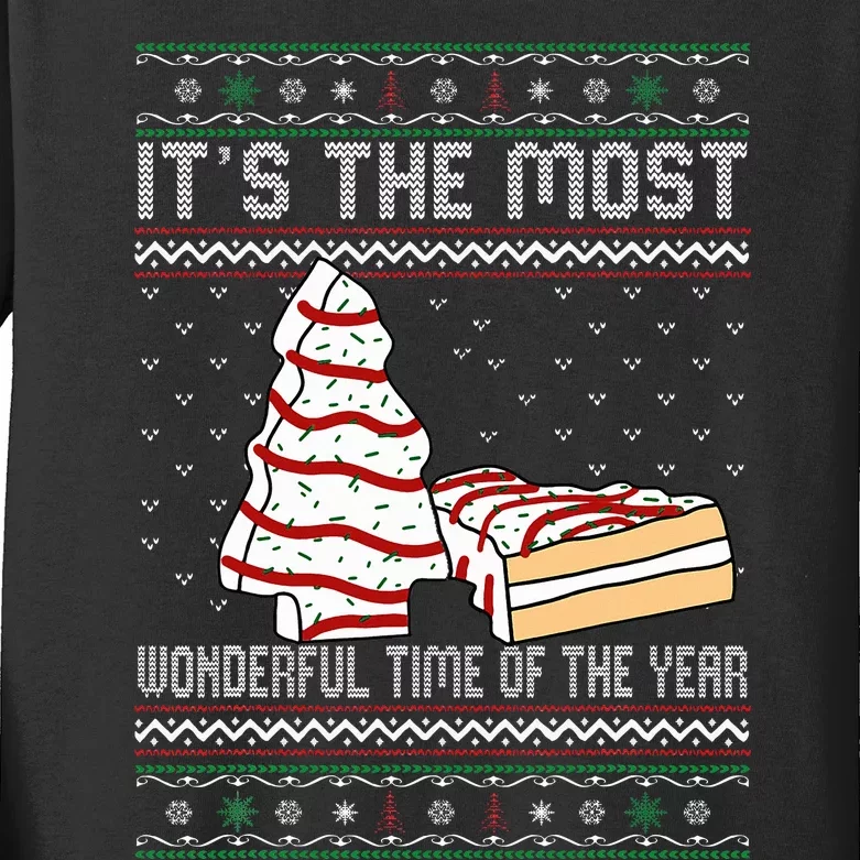 Its The Most Wonderful Time Of The Year Christmas tree cake Kids Long Sleeve Shirt