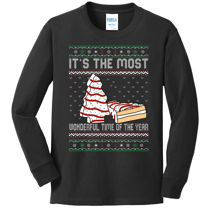 Its The Most Wonderful Time Of The Year Christmas tree cake Kids Long Sleeve Shirt