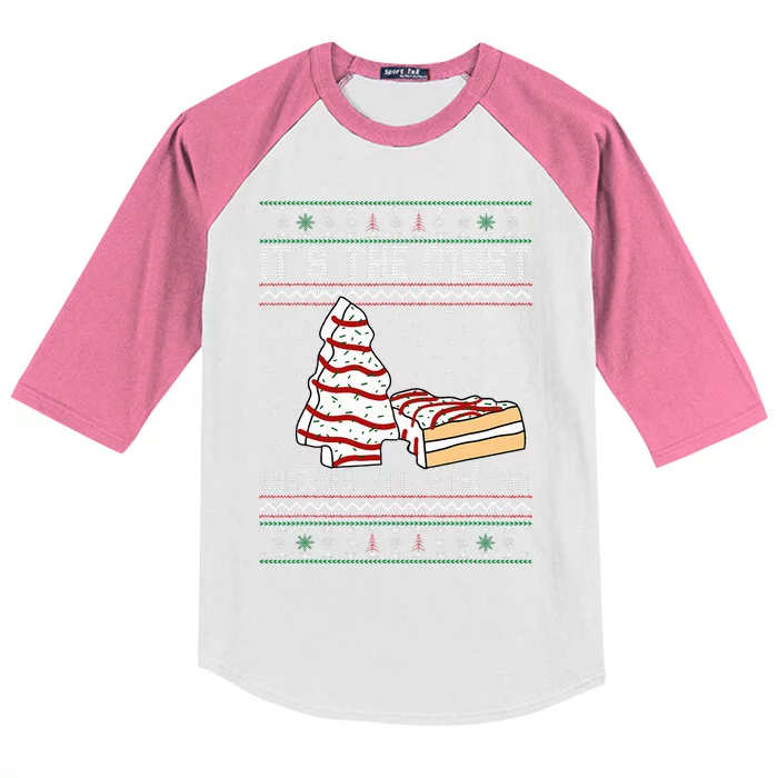 Its The Most Wonderful Time Of The Year Christmas tree cake Kids Colorblock Raglan Jersey