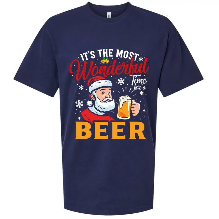 ItS The Most Wonderful Time For A Beer Santa Claus Xmas Funny Gift Sueded Cloud Jersey T-Shirt