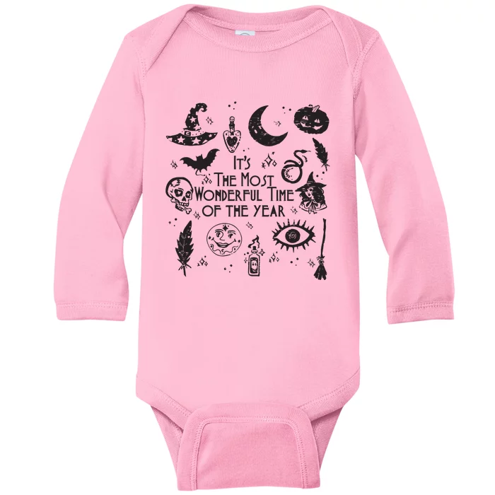 Its The Most Wonderful Time Of The Year Spooky Halloween Witch Baby Long Sleeve Bodysuit