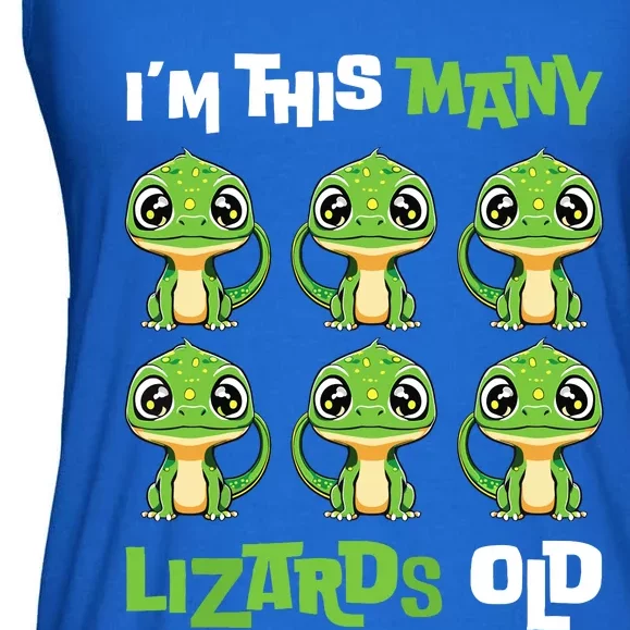 IM This Many Lizards Old Cute Lizard 6th Birthday 6 Years Ladies Essential Flowy Tank