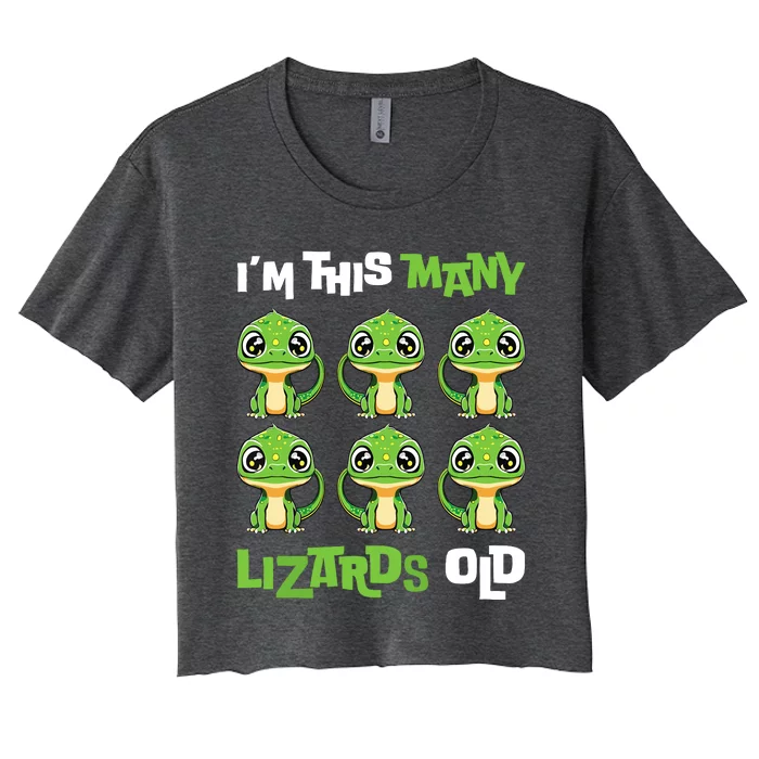 IM This Many Lizards Old Cute Lizard 6th Birthday 6 Years Women's Crop Top Tee