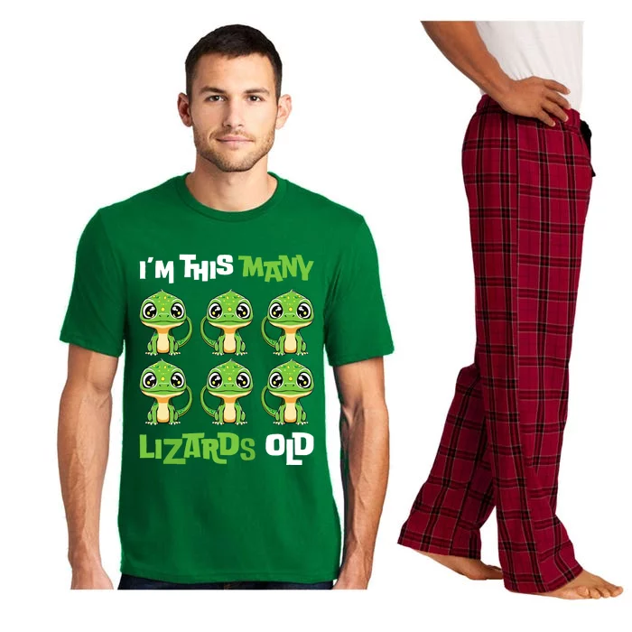 IM This Many Lizards Old Cute Lizard 6th Birthday 6 Years Pajama Set