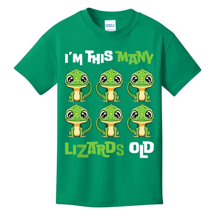 IM This Many Lizards Old Cute Lizard 6th Birthday 6 Years Kids T-Shirt