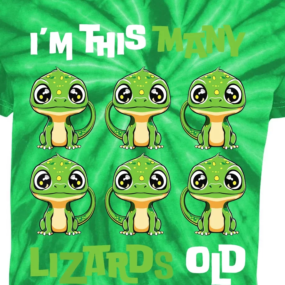 IM This Many Lizards Old Cute Lizard 6th Birthday 6 Years Kids Tie-Dye T-Shirt