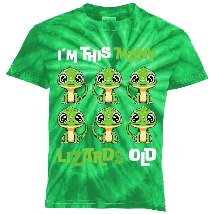 IM This Many Lizards Old Cute Lizard 6th Birthday 6 Years Kids Tie-Dye T-Shirt