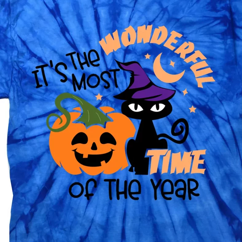 It's The Most Wonderful Time Of The Year Black Cat Halloween Gift Tie-Dye T-Shirt