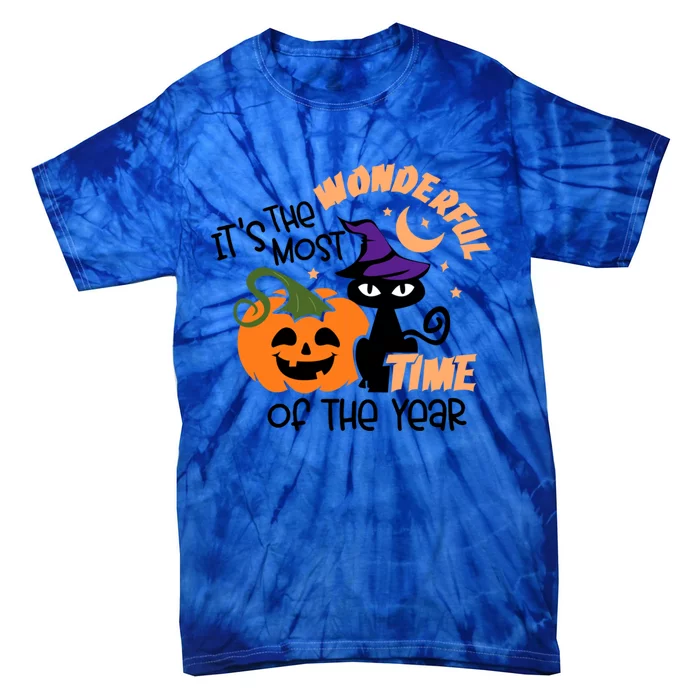 It's The Most Wonderful Time Of The Year Black Cat Halloween Gift Tie-Dye T-Shirt