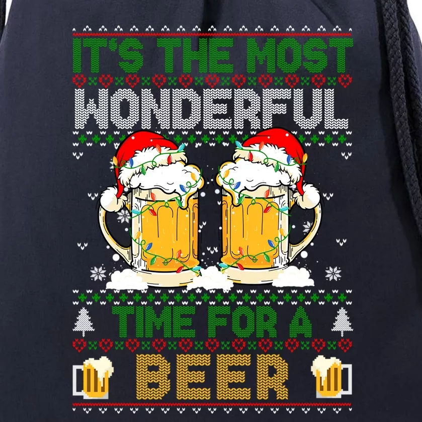 It’S The Most Wonderful Time For A Beer Christmas Drawstring Bag