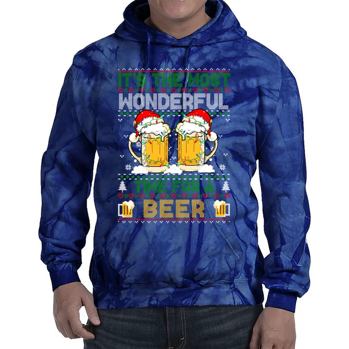 It’S The Most Wonderful Time For A Beer Christmas Tie Dye Hoodie