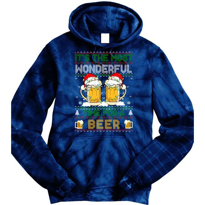 It’S The Most Wonderful Time For A Beer Christmas Tie Dye Hoodie