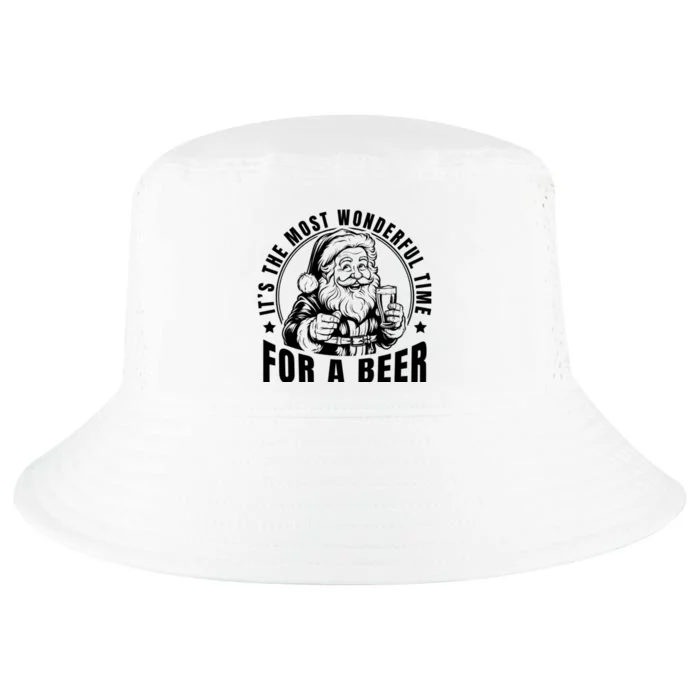 It’S The Most Wonderful Time For A Beer Santa Holding Beer Christmas Cool Comfort Performance Bucket Hat